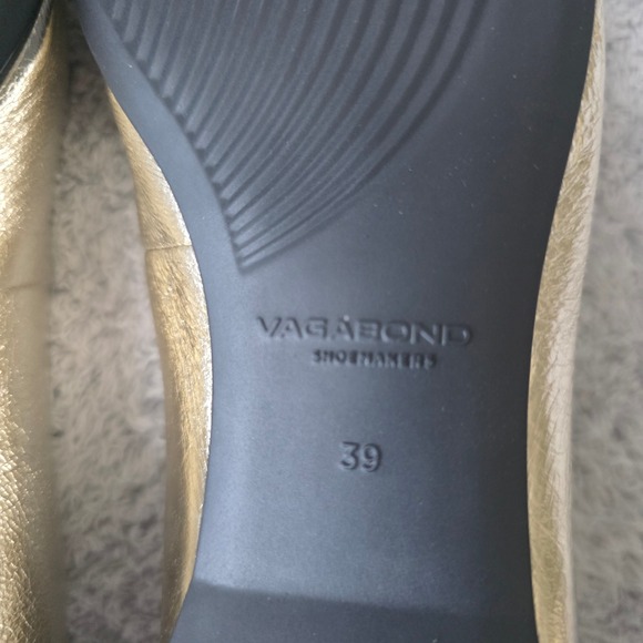 NEW Vagabond Delia Gold Leather Square‎ Toe Ballet Flats Ankle Strap EU 39 US 9 - Picture 6 of 6